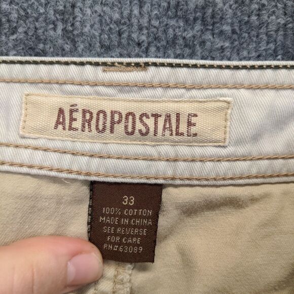 Aeropostale Mens Cargo Shorts Tan Size 33 Belt Loops Pockets Cotton - Picture 12 of 12